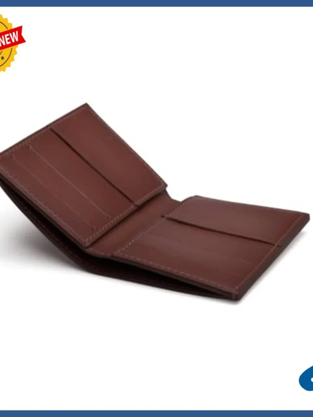 Slim Bifold Leather Wallet, 6 Card Slots, Handmade Italian Full Grain Calfskin